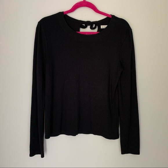 Hi-Line black cutout back long sleeve top M - Picture 1 of 4